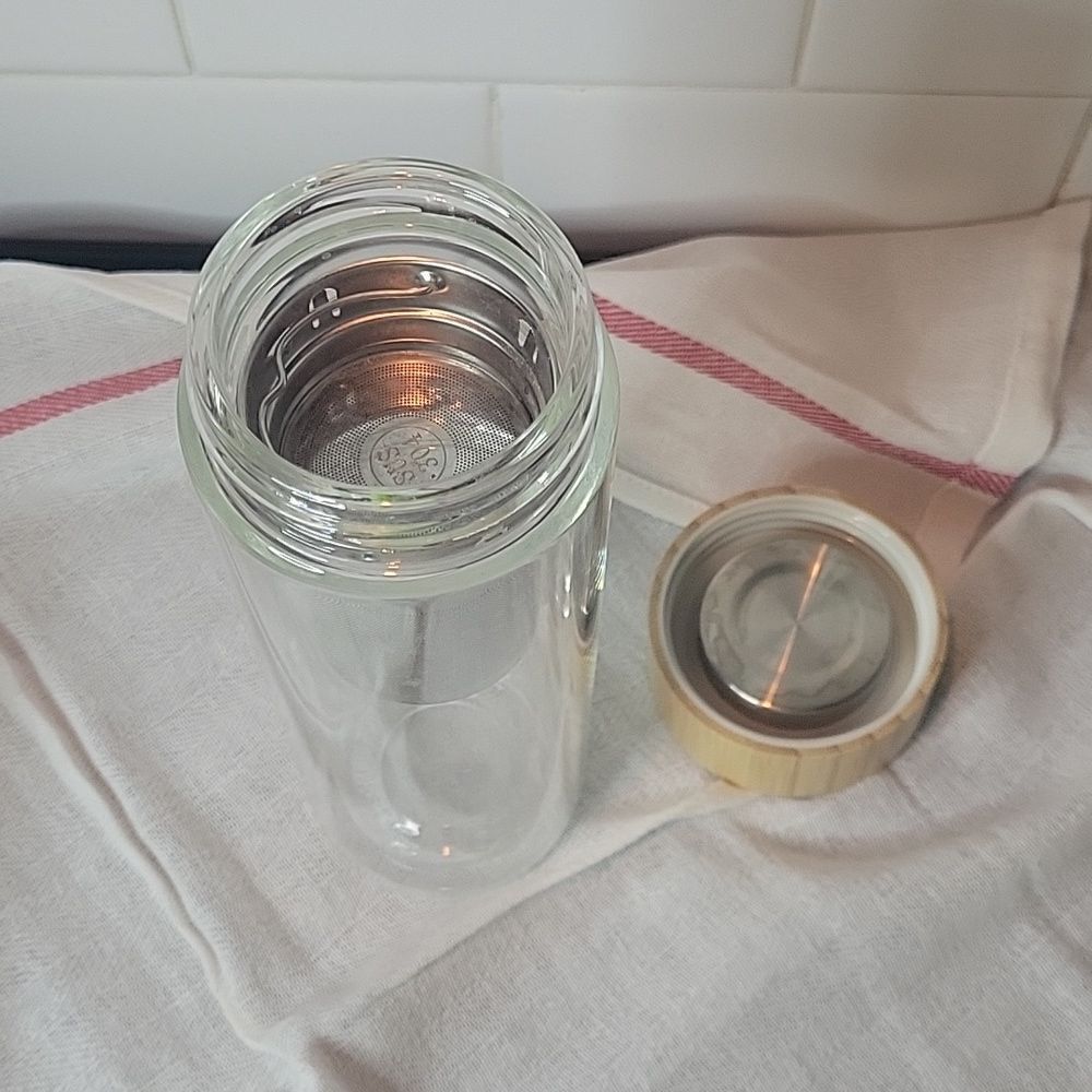 Tease 3 in 1 Sustainable Glass and Bamboo Tea Tumbler 15oz - Picture 6 of 7
